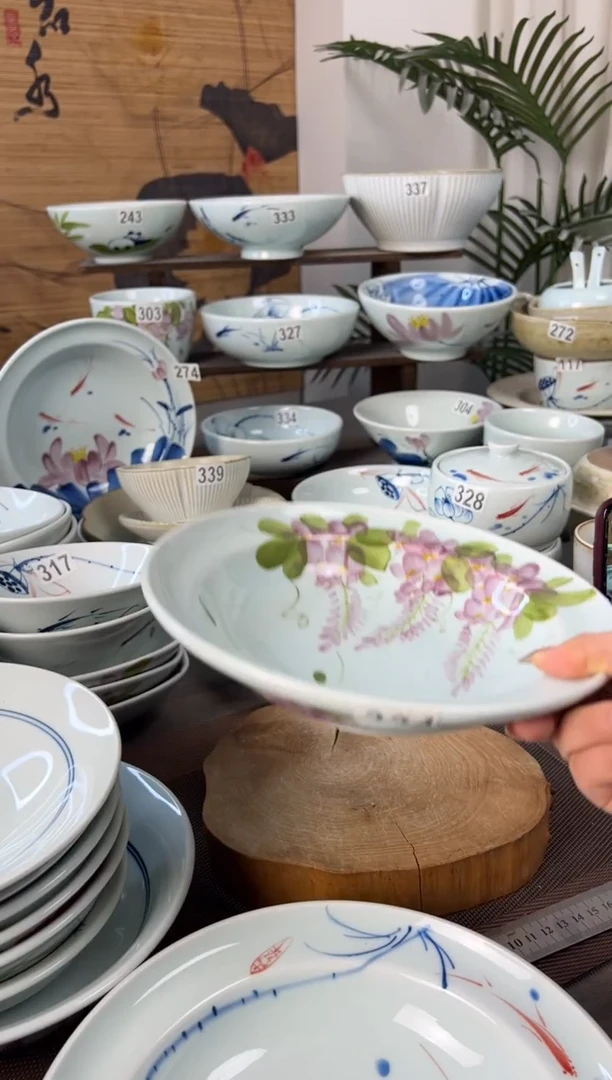 明舟中暇手绘9寸卷边盘（随机图案单只装）