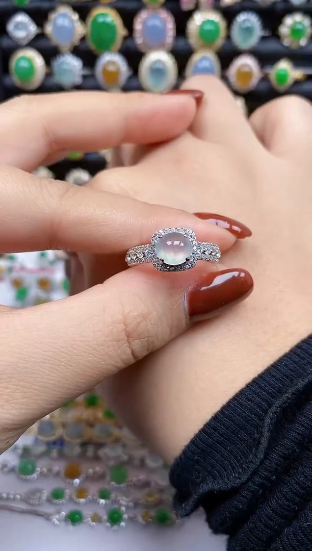 银S925镶嵌戒指翡翠5