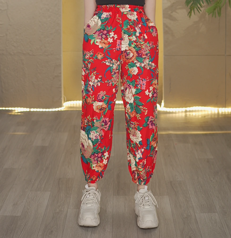 2045新款大花春秋款二人转灯笼裤网红大码印花喜庆