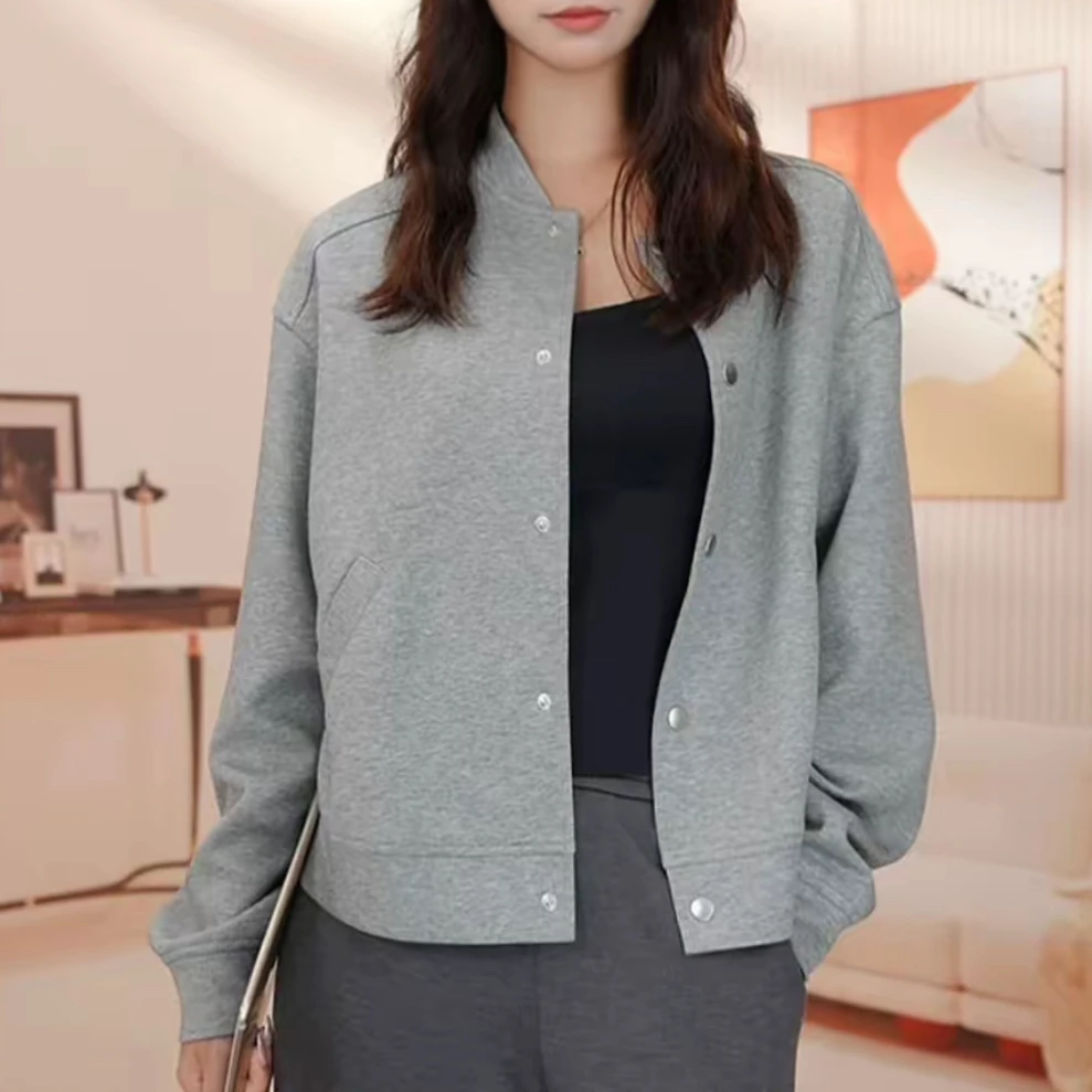 GIRDEAR/哥弟真的好长袖立领短夹克宽松秋季休闲风外套女款840005