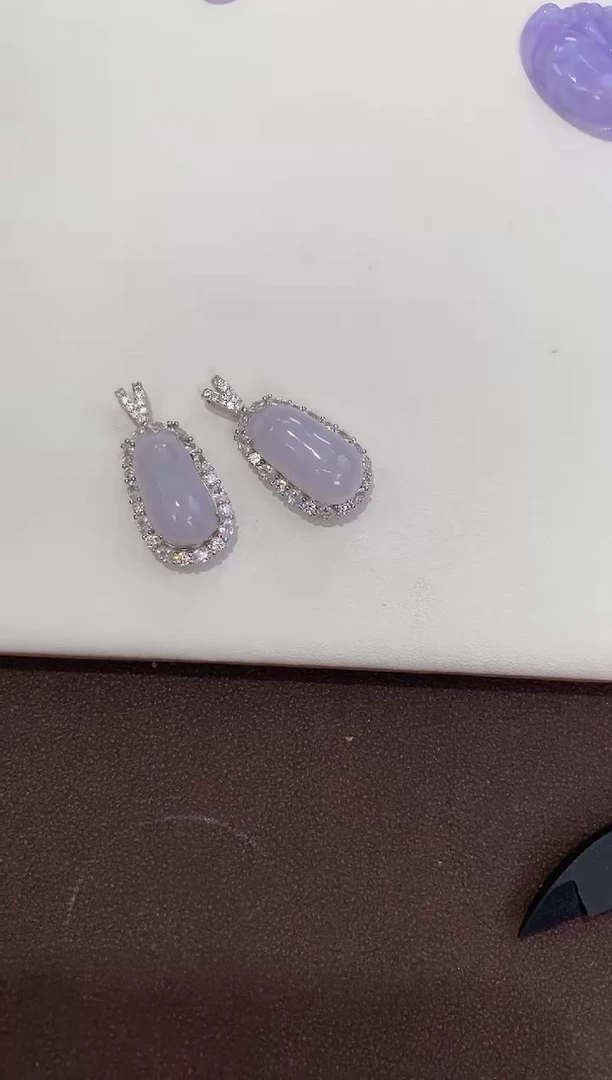 翡翠银S925镶嵌颈饰天然缅甸a货白冰小福瓜多样性发其一