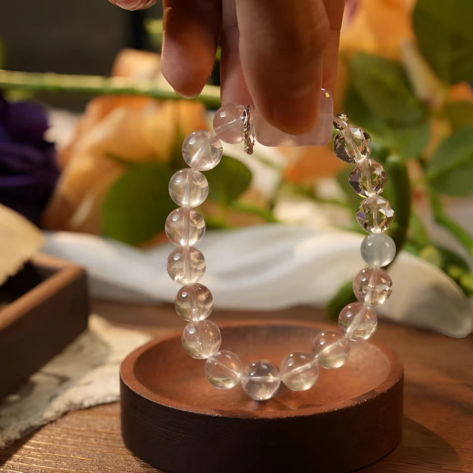 纯净体天然水晶单圈手链男女款本命年新中式