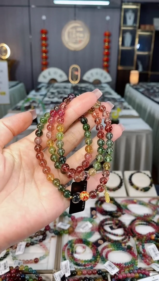 未镶嵌收藏级净体老矿碧玺三圈手串6mm+碧玺hon多样性发一条