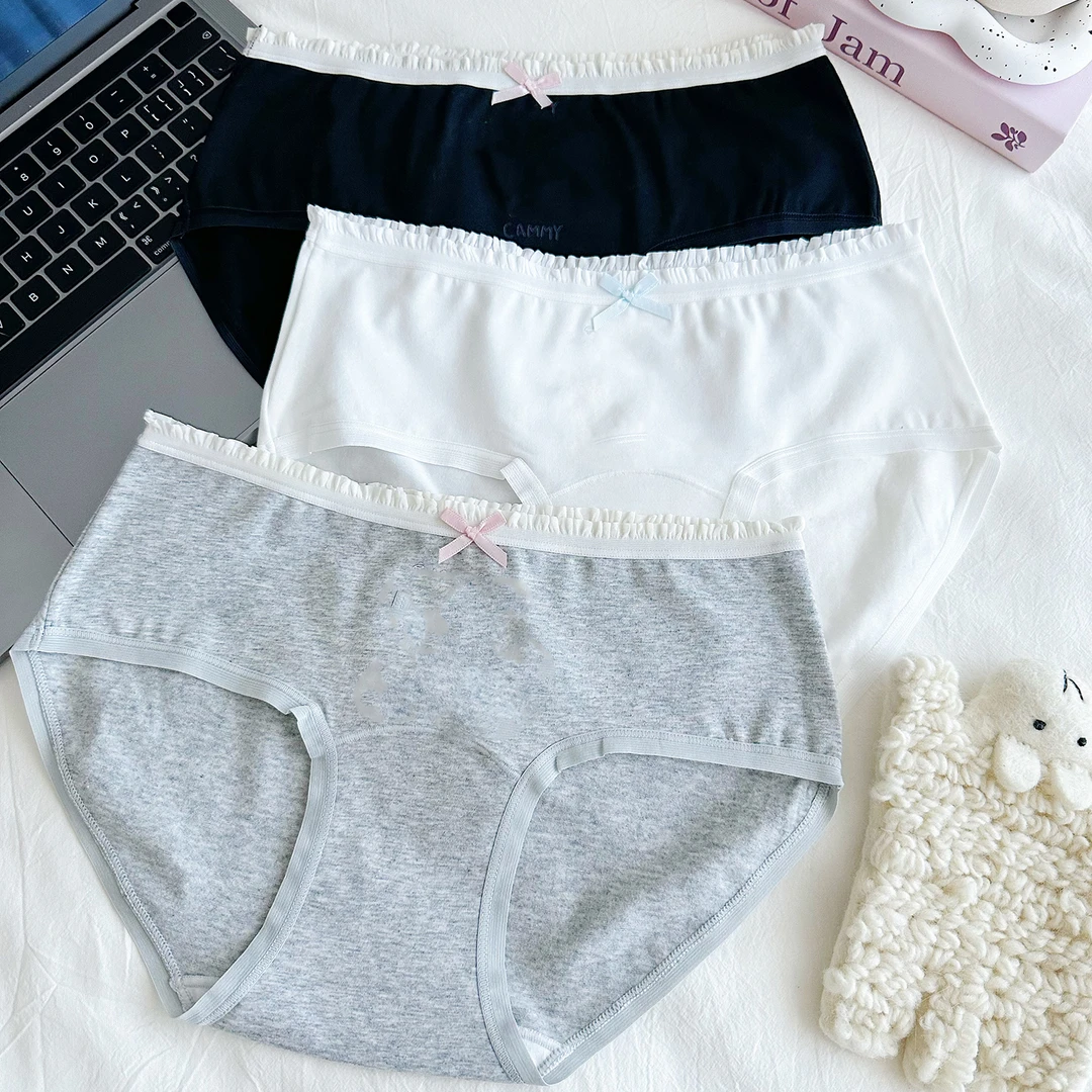 探路猫 纯净感甜美芭蕾少女风纯棉内裤A类婴儿棉全裤7A抑菌加长裆