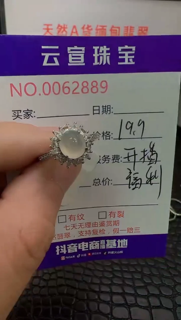 银S925镶嵌戒指翡翠雪*2889