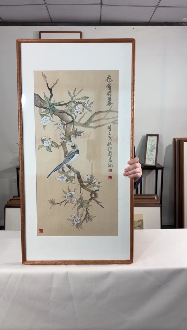 国画手绘*花香羽翠*47*92cm