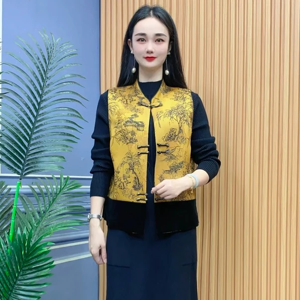 新中式马夹坎肩洋气秋装马甲外穿高端中老年时尚百搭*251