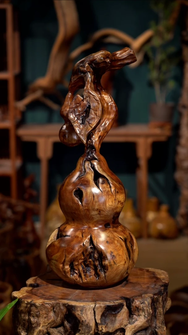 木雷击枣木葫芦摆件（高度51直径21）