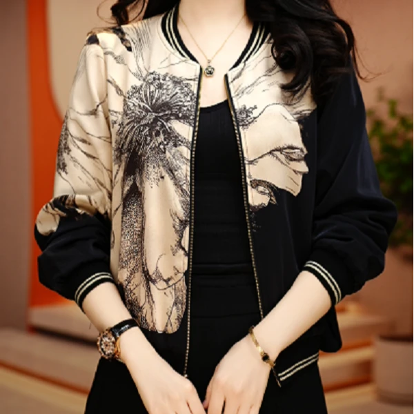 生命之花-新款印花气质上衣外套百搭显瘦时尚舒适显气质外套上衣