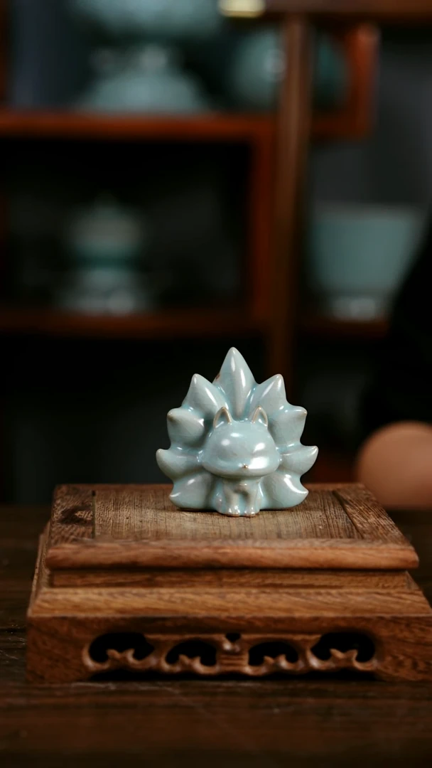 摆件陶青霁汝窑仿古釉   微瑕