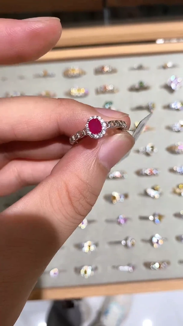 银S925镶嵌戒指红宝石戒指