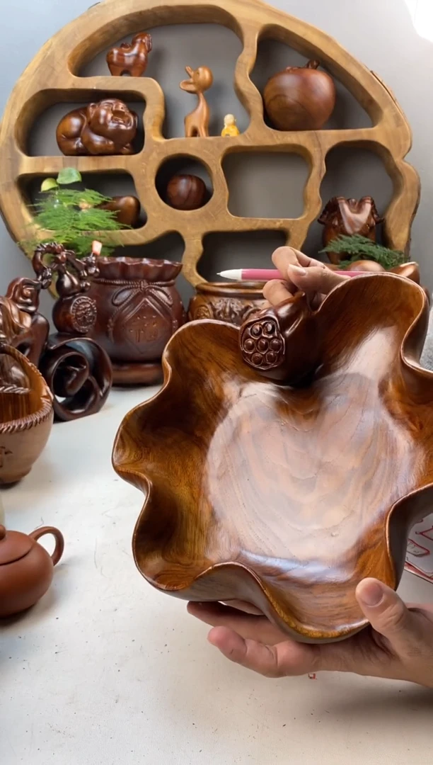 香樟木A28莲蓬果盆/尺寸