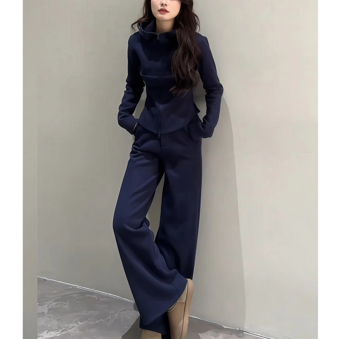 秋装女款爆款2025新款高端阔太太时髦女装纯色休闲运动套装两件套