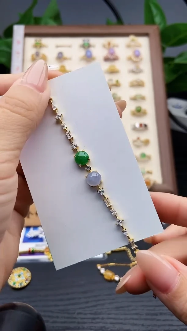 银S925镶嵌手链翡翠12
