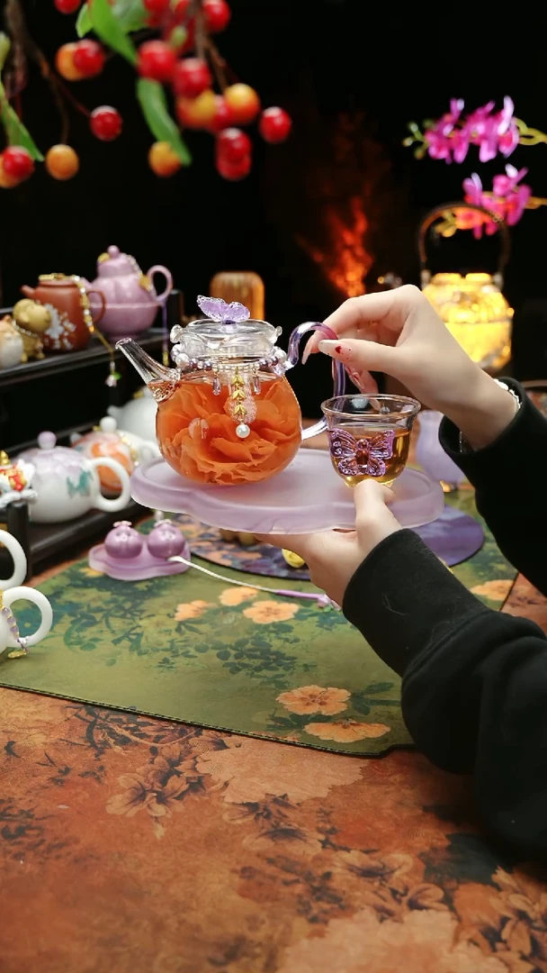 【闪购商品】紫色壶承+茶壶+链子+杯子