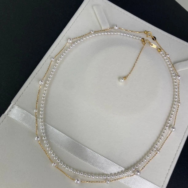 正宗淡水珍珠项链满天星3-4mm叠戴5-6mm满天星s925银极光小灯泡