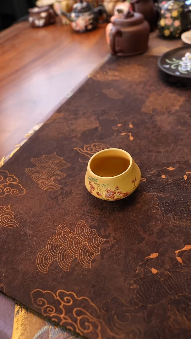 紫砂茶宠段泥 金枝玉叶杯