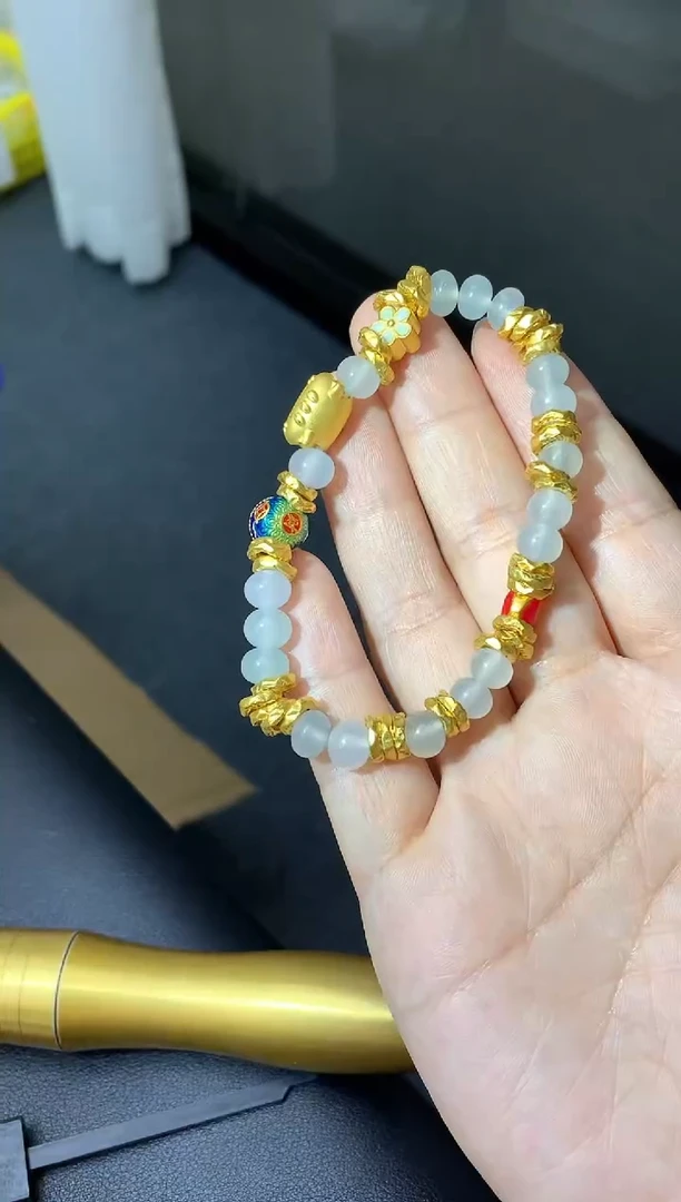 足金镶嵌手链翡翠369-中国好珍宝