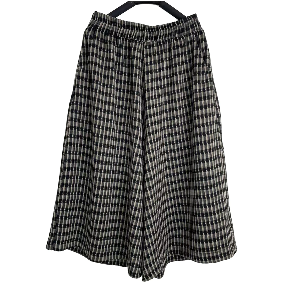 恬小霓（玲玲姐精选）6622/黑白格纹/松紧腰/大脚裤/时尚休闲百搭