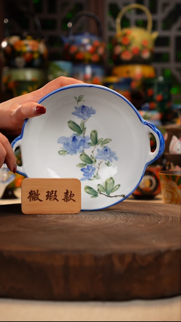 陶瓷油画手绘釉下彩微瑕