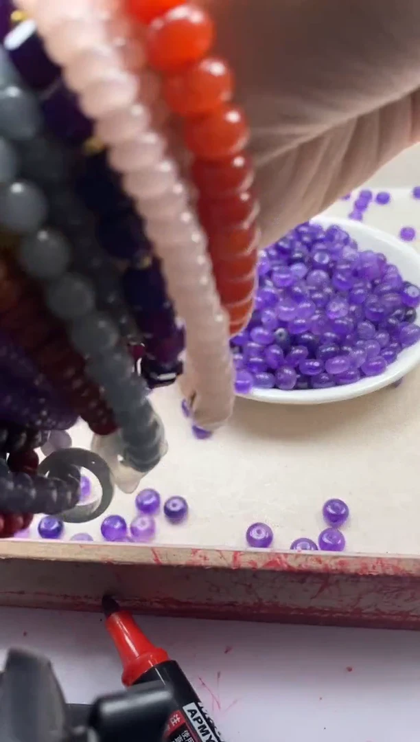 【闪购商品】玛瑙/玉髓颈饰未镶嵌w1470紫飘花算盘8*5mm*30颗