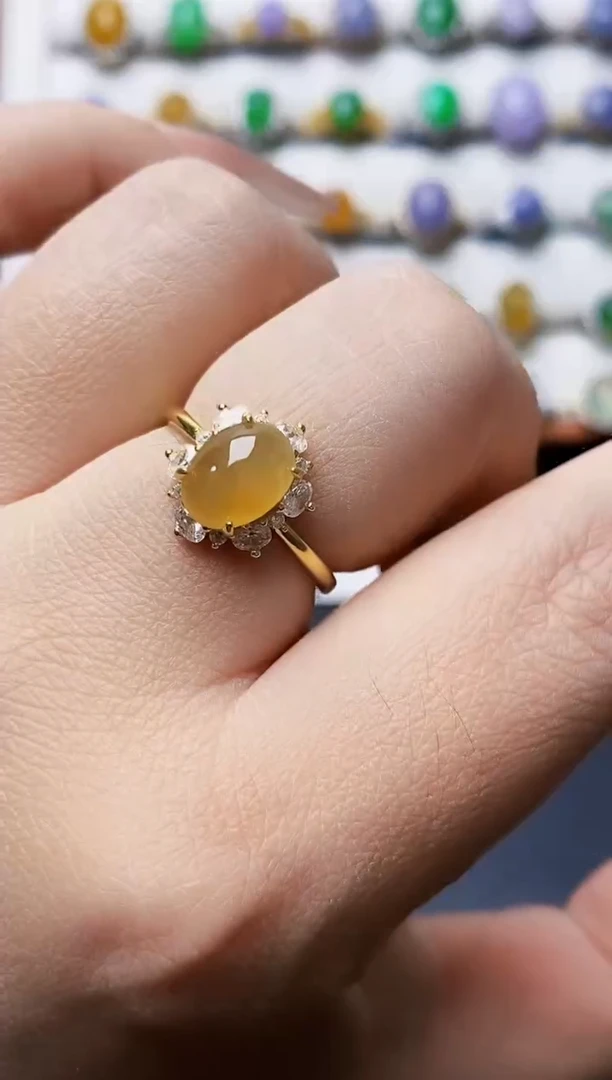 银S925镶嵌戒指翡翠0449