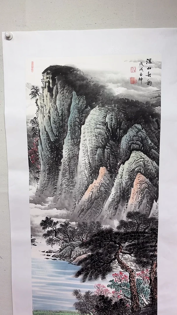 国画溪山春韵/4尺托底/谭正坤