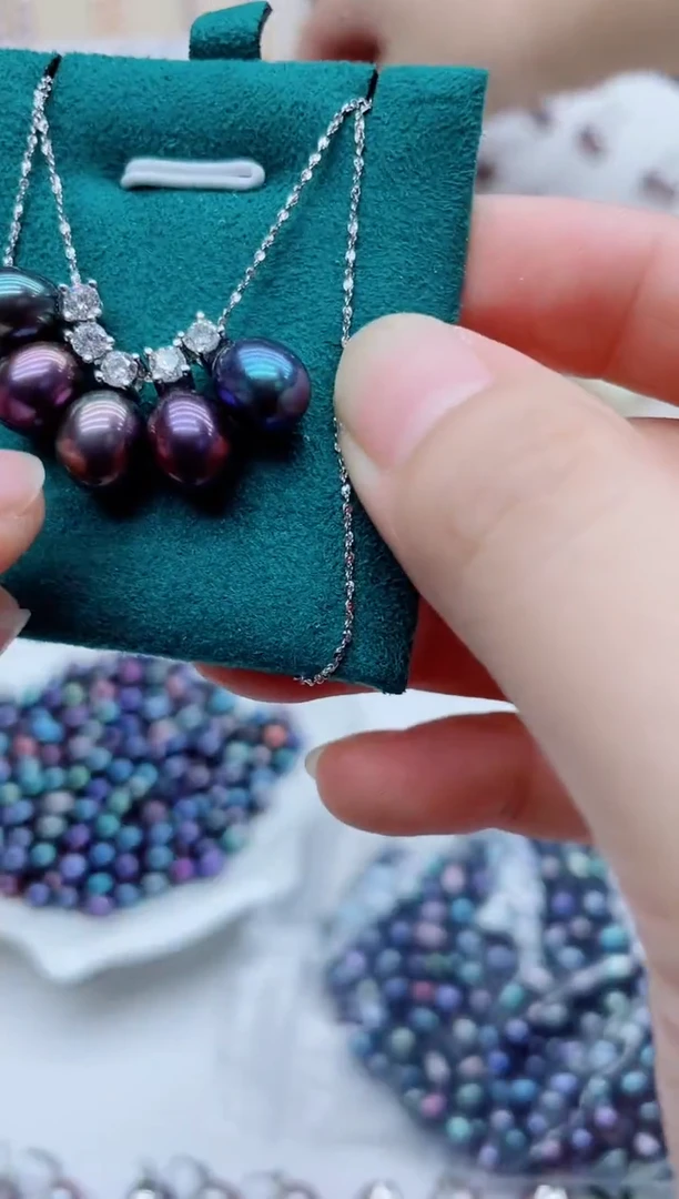 淡水珍珠银S925镶嵌颈饰吊坠多样性发其一