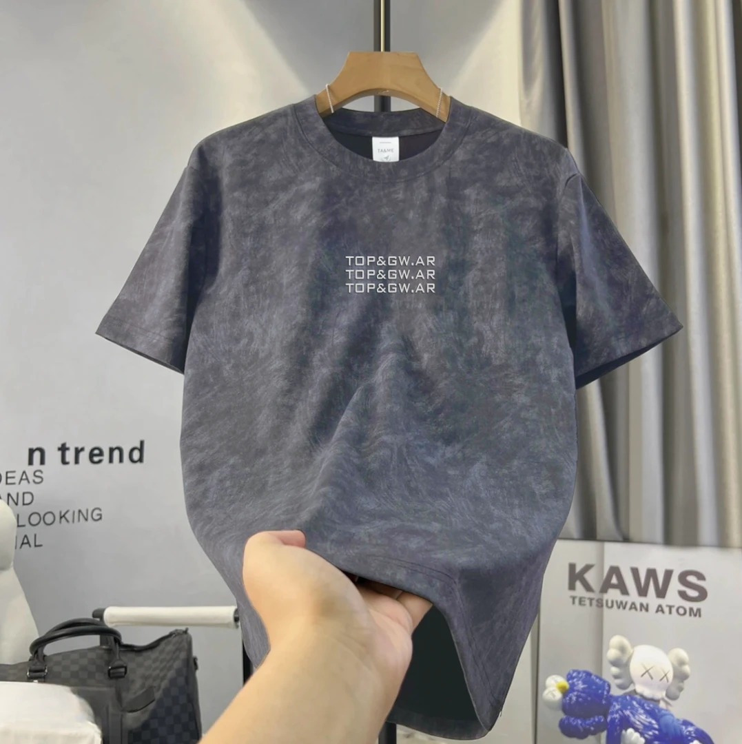 水洗时尚休闲百搭宽松圆领半袖简约潮流3917