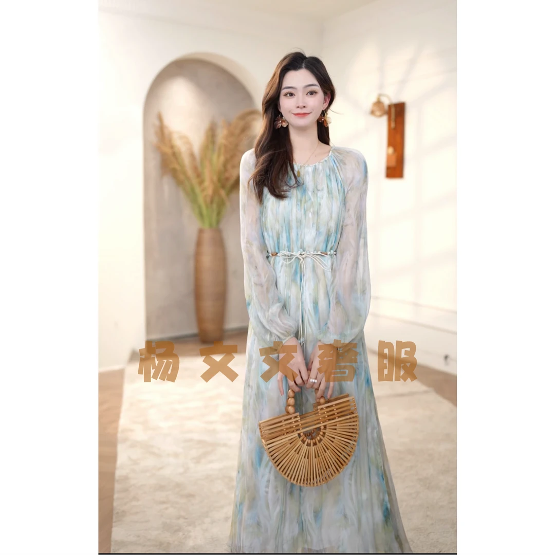 新【文文原创-薄荷晨屿】重磅100桑蚕丝连衣59044-8