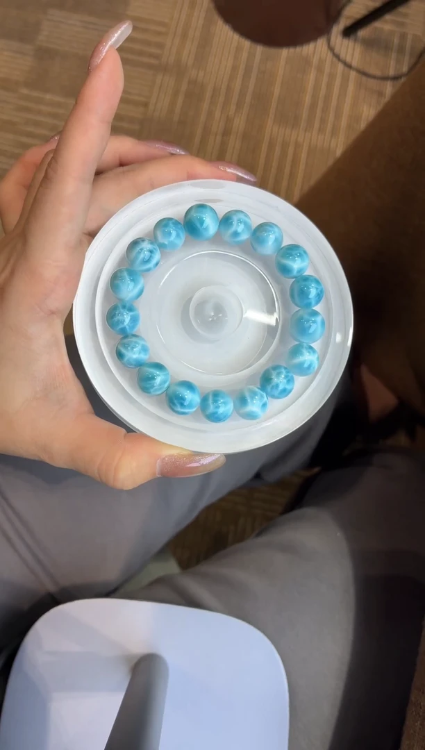 未镶嵌针钠钙石（海纹石）手串火山蓝海纹石12m+