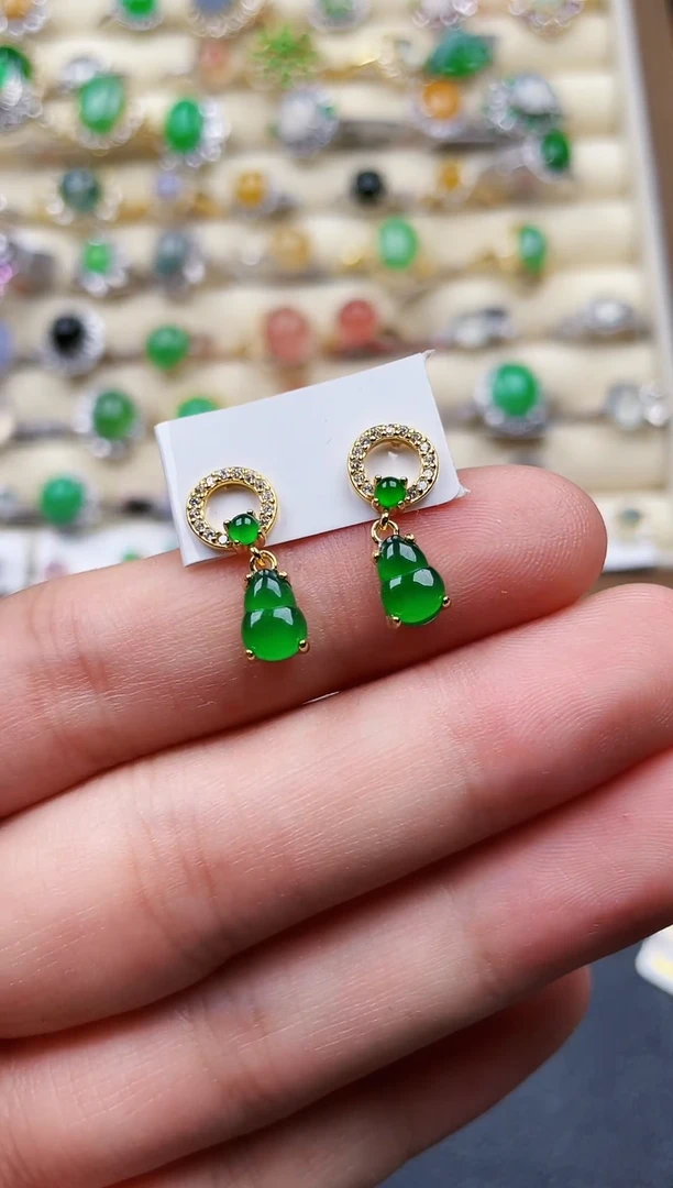 银S925镶嵌翡翠耳饰51