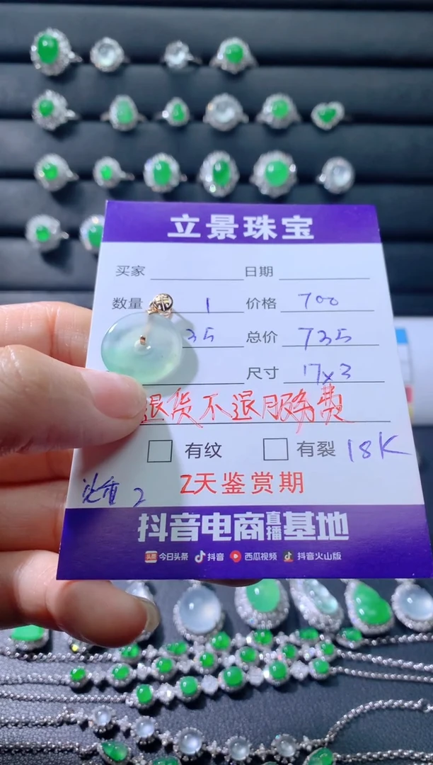 颈饰18K金镶嵌翡翠18K翡翠