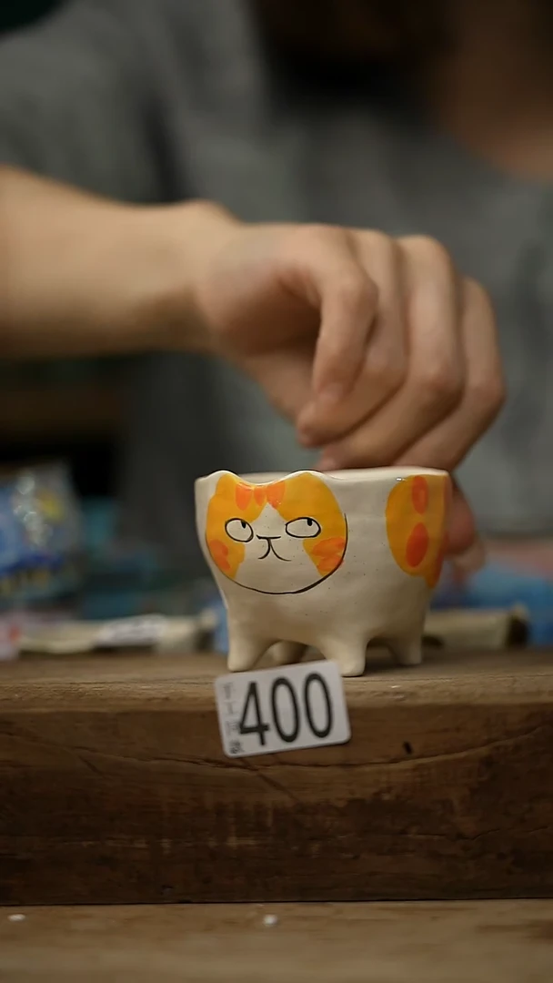 【闪购商品】瓷片四角小猫黄色