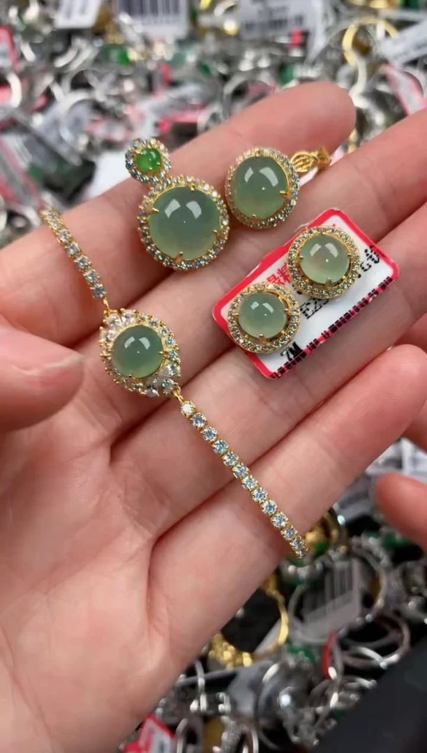 银S925镶嵌戒指翡翠222     4