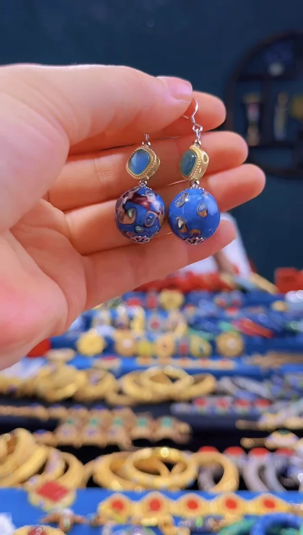 【闪购商品】非遗绝技 犀皮漆耳环 蓝