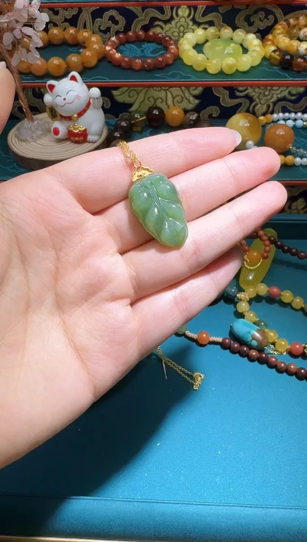 颈饰银S925镶嵌和田玉多样性发一件024