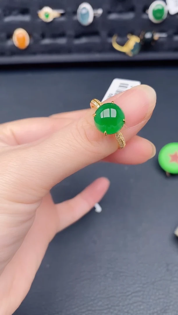 银S925镶嵌戒指翡翠天然a货翡翠112