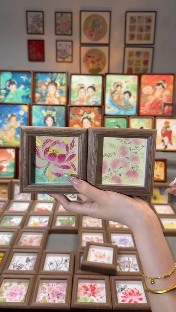 国画荷花有鱼 小合欢 一组11