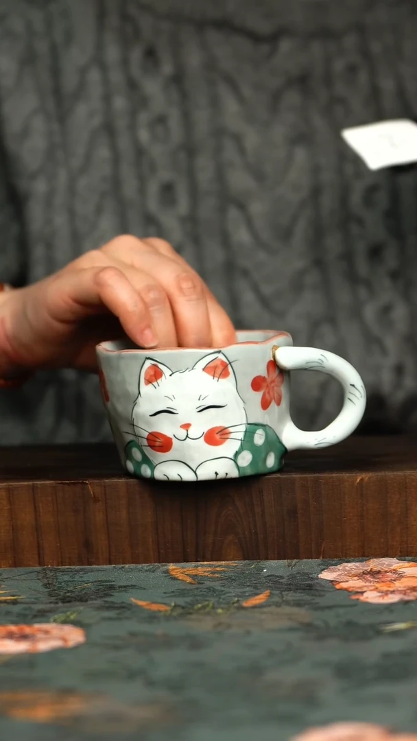 杯釉下彩手工手绘同款陶器