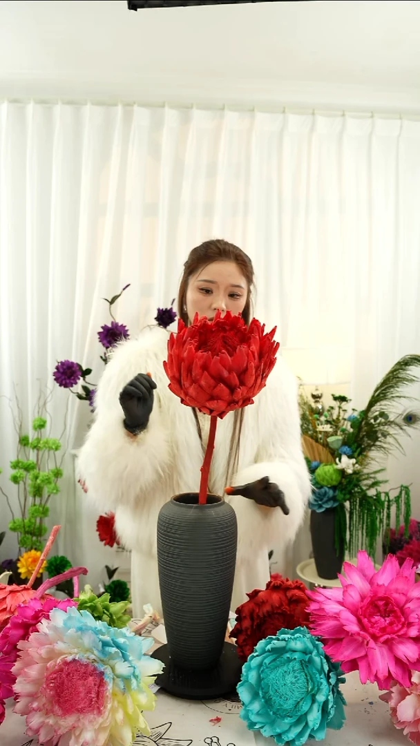 永生花霸王花 1个头叶片微瑕【红色】A13