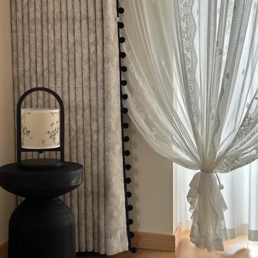 2025新款枫丹白露超柔提花雪尼尔法式轻奢奶油风客卧两用遮光窗帘