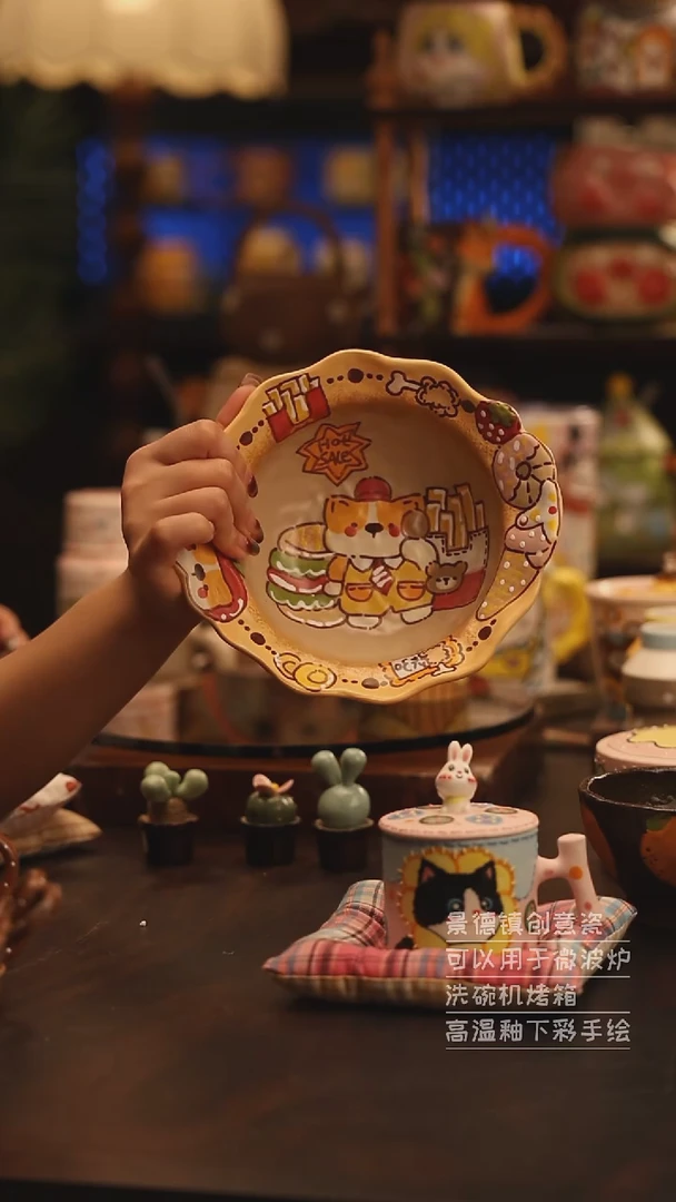 陶瓷景德镇可爱陶瓷釉下彩绘设计师款