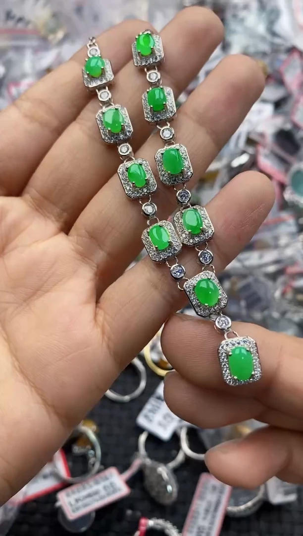 银S925镶嵌戒指翡翠4444----9