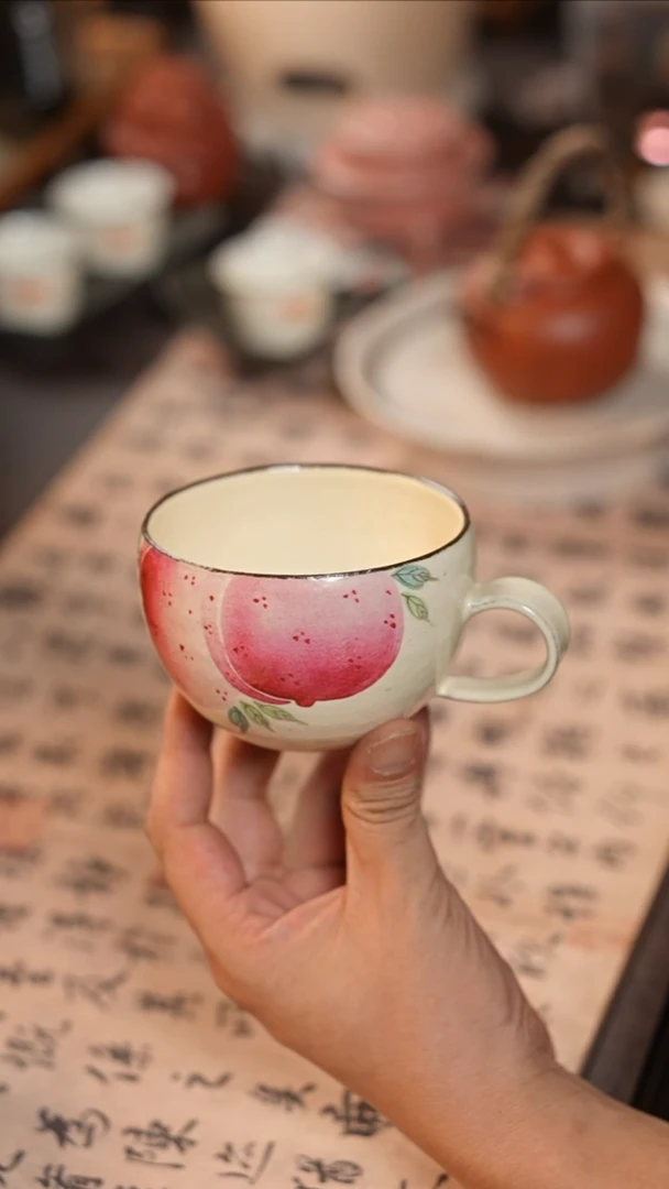 茶具?**怡景德镇粉引桃子杯
