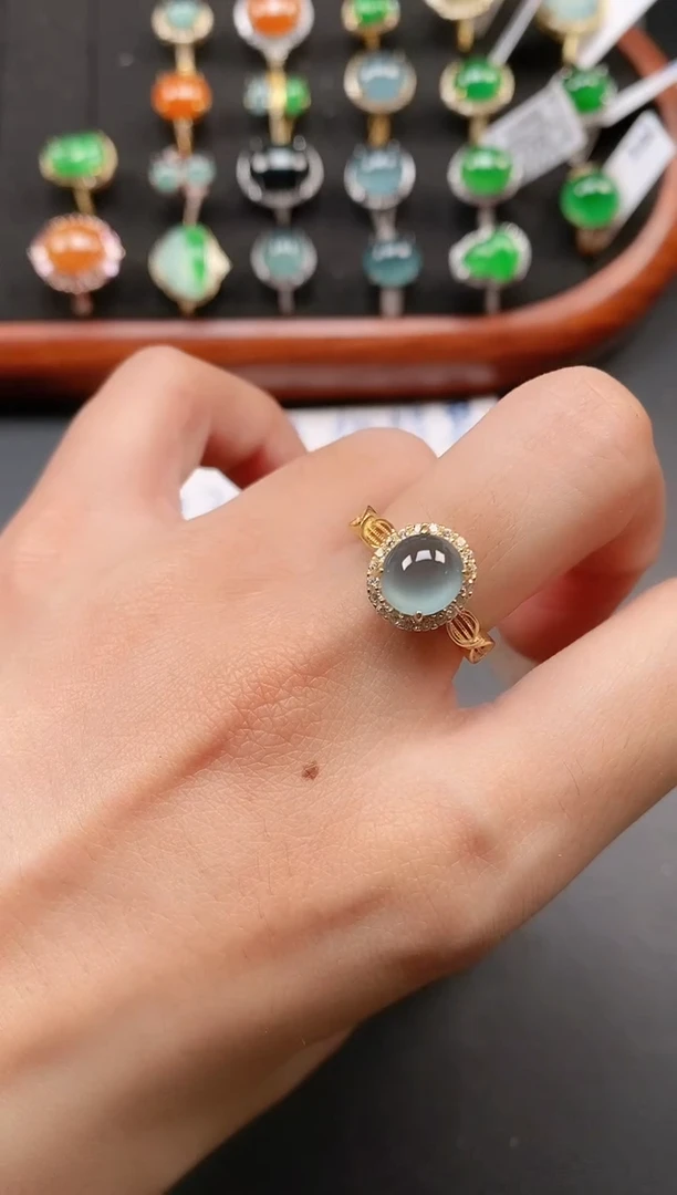 银S925镶嵌戒指翡翠111