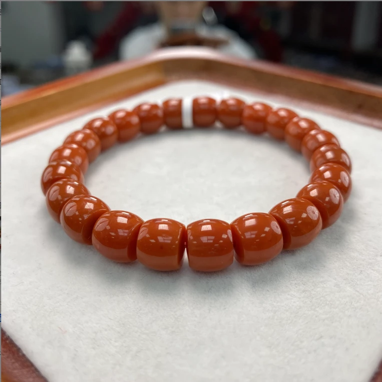 【小刘南红】保山南红精工直切手串9mm 多样性发一