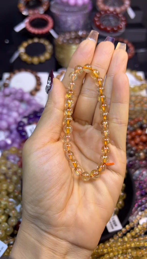 未镶嵌手串水晶金发晶6mm+