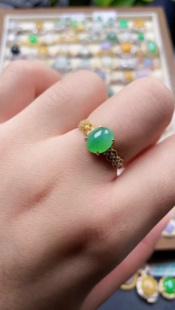 银S925镶嵌戒指翡翠36