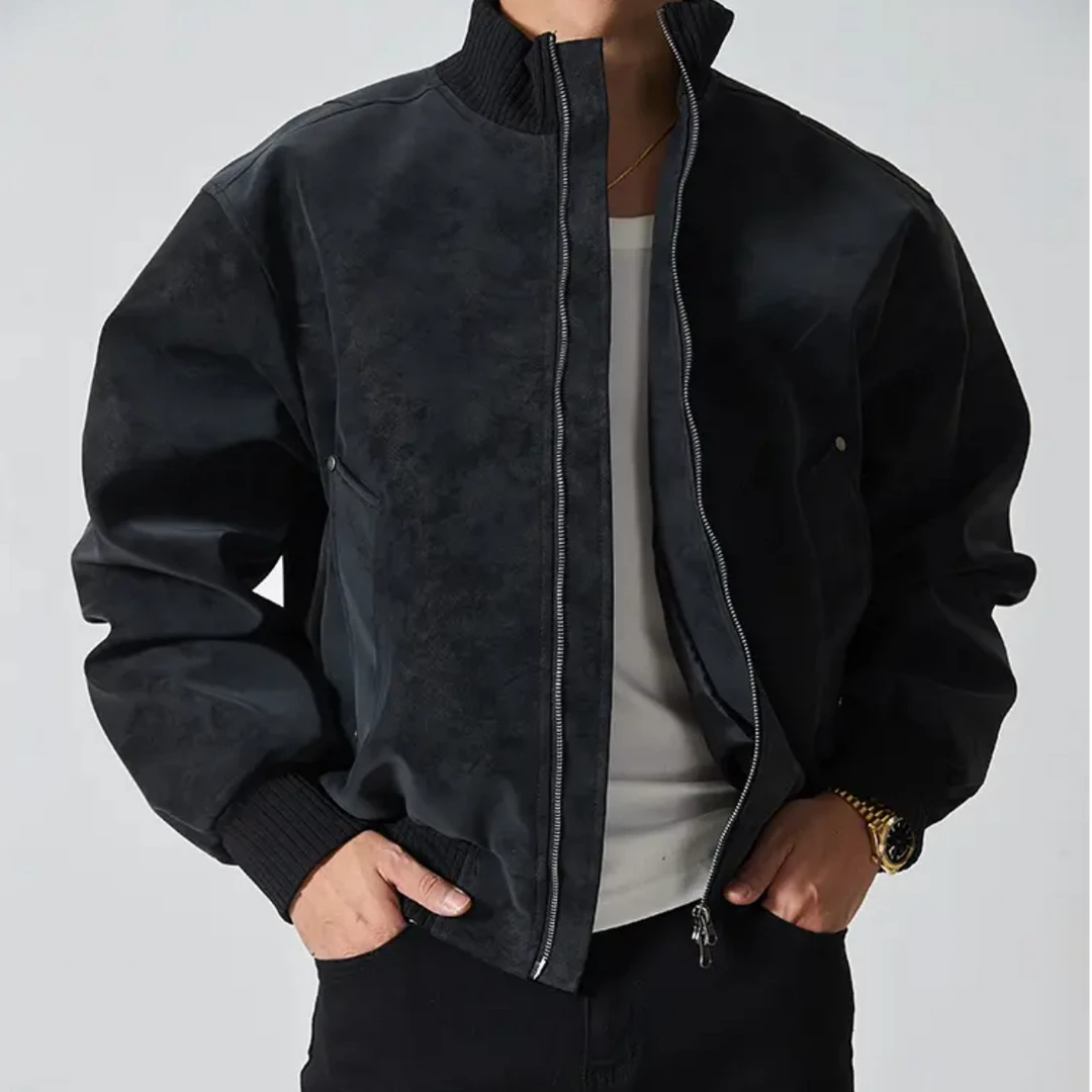 春季美拉德立领复古夹克cleanfit宽松百搭美式外套休闲男士夹克